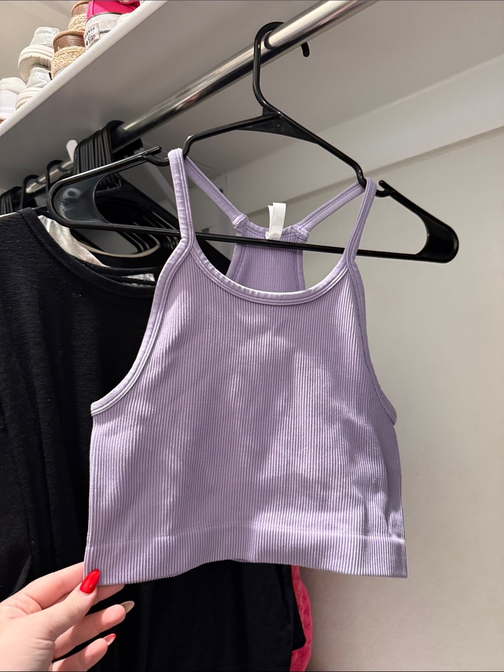 Ribbed Lilac Crop Tank Top - Women